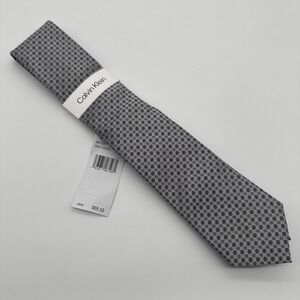 Calvin Klein Silver Mini Bullseye Silk Blend‎ Neck Tie 57 X 3 NEW